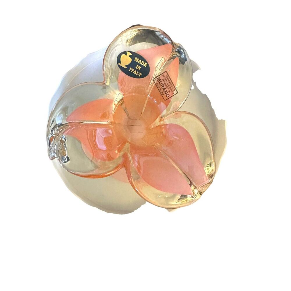 New With Tags Pink Murano Italy Art Glass Handblown Lily Flower Vase 8” Tall LG - Picture 13 of 14